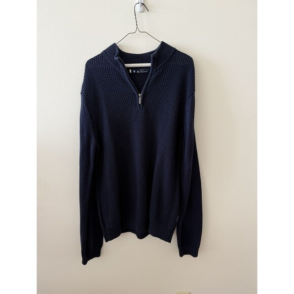 Ben Sherman Other - Ben Sherman Quarter-Zip Oversized Sweater Knit Ribbed Long Sleeve Navy Men's L